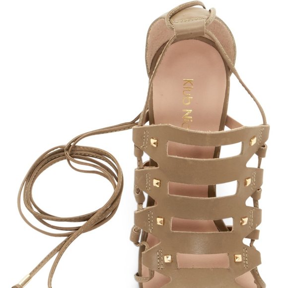 KLUB NICO New Ghille Stiletto Heel Sandal Strappy Studs Lace Up Leather Women's - Picture 4 of 12